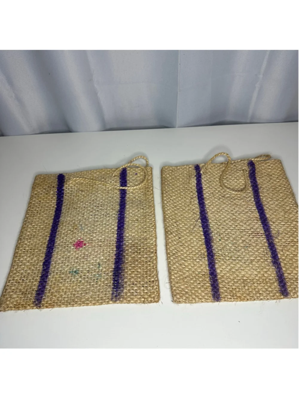Vintage Set of 2 Hand Woven Bags with Colorful Floral & Butterfly Design